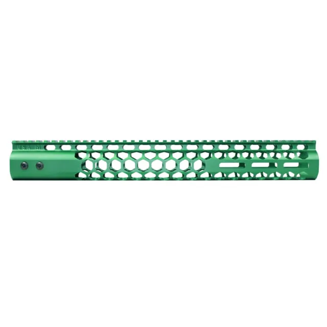 Guntec USA Air Lite Series Honeycomb M-LOK Free Floating Handguard With Monolithic Top Rail Anodized Irish Green 15in