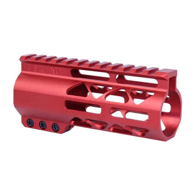 Guntec USA 5" AIR-LOK Series M-LOK Compression Free Floating Handguard w/ Monolithic Top Rail Anodized Red