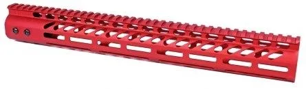 Guntec USA Ultra Lightweight Thin M-LOK Free Floating Handguard w/Monolithic Top Rail 15in Red