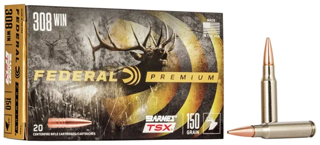 Federal Premium Barnes TSX 150 gr Triple-Shock X .308 Win Ammo, 20/box