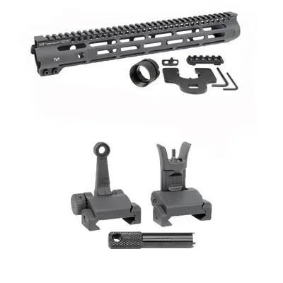 AR-15 Slim Line Handguards W/ Flip-Up Combat Sights - 14" Slim Line Handguard W/ Flip-Up Combat Sights