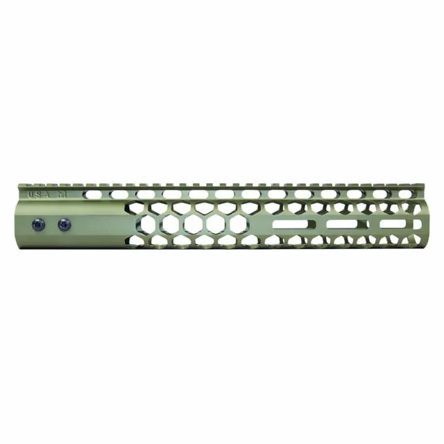 Guntec USA Air Lite Honeycomb Series M-LOK Free Floating Handguard w/Monolithic Top Rail 12in Green