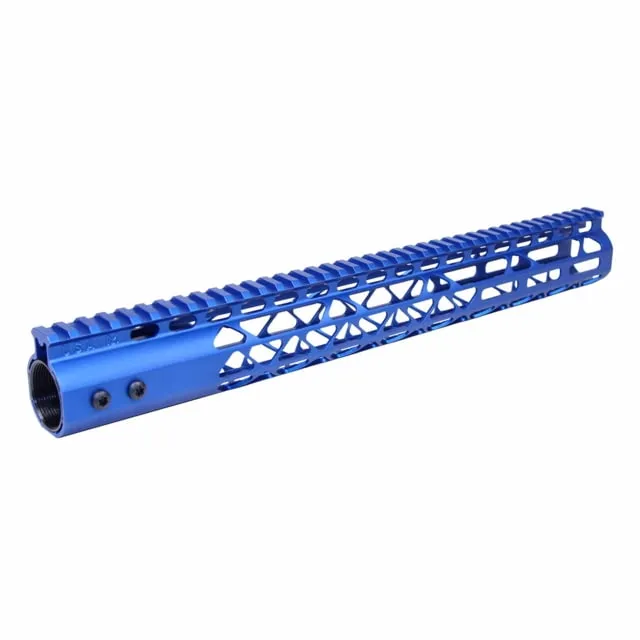 Guntec USA 15in Air Lite Series M-LOK Free Floating Handguard w/ Monolithic Top Rail Anodized Blue