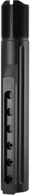 JE Machine Tech AR15/M4 .223 MIL-SPEC Lightweight Long Contour Machining Fluted Buffer Tube w/ Circle Cut Out On End Cap 6 Position 3 Drain Hole Black