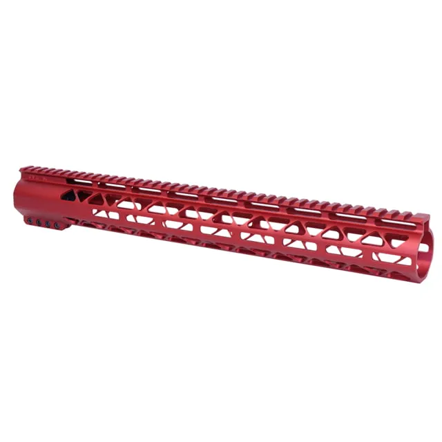 Guntec USA 16.5in AIR-LOK Series M-LOK Compression Free Floating Handguard With Monolithic Top Rail .308 Cal Anodized Red