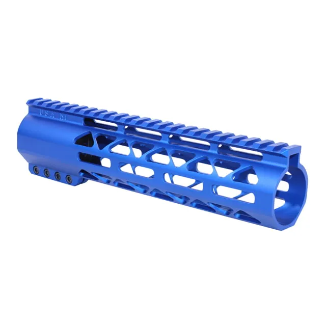 Guntec USA 9in .308 Caliber AIR-LOK Series M-LOK Compression Free Floating Handguard With Monolithic Top Rail Anodized Blue