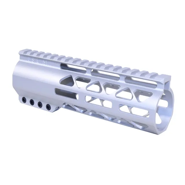 Guntec USA 7in .308 Caliber AIR-LOK Series M-LOK Compression Free Floating Handguard With Monolithic Top Rail Anodized Clear