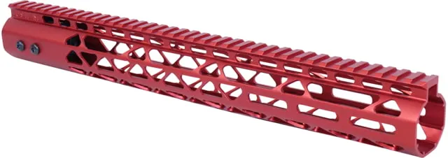 Guntec USA Air Lite M-LOK System Free Floating Handguard With Monolithic Top Rail 15in Anodized Red