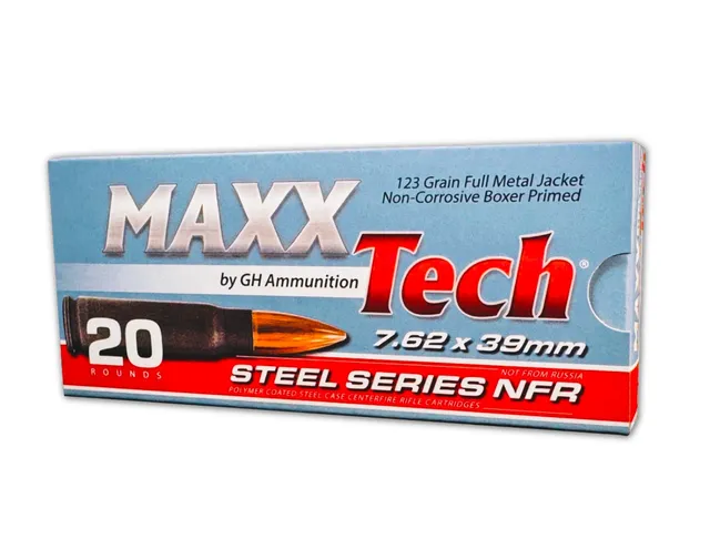 Maxx Tech Steel Series NFR 7.62x39mm 123gr FMJ Ammo, 20rds