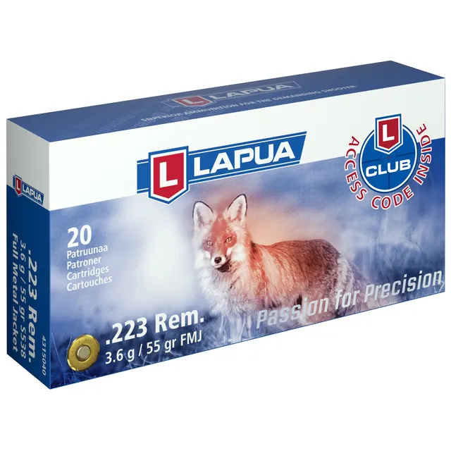 Lapua .223 Remington Ammunition, 20 Rounds FMJ 55gr