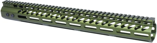 Guntec USA Ultra Lightweight Thin M-LOK Free Floating Handguard w/ Monolithic Top Rail .308 Caliber 16.5in Anodized Green