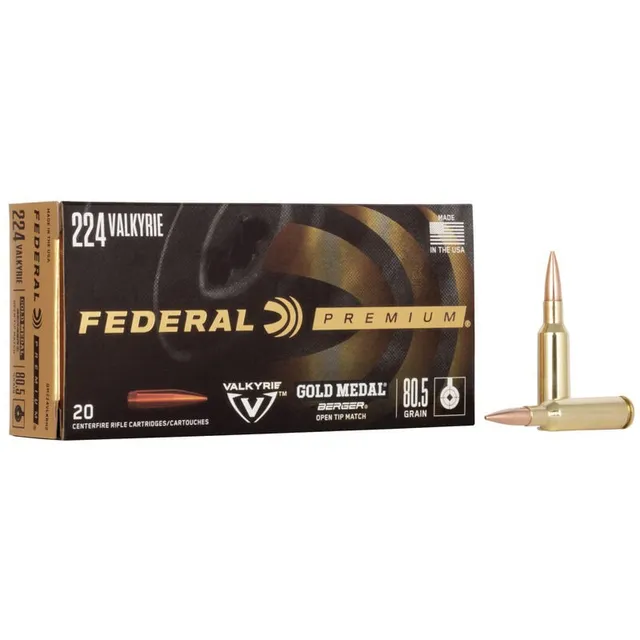 Federal Gold Medal 80.5 gr BBTT .224 Valkyrie Ammo, 20/pack