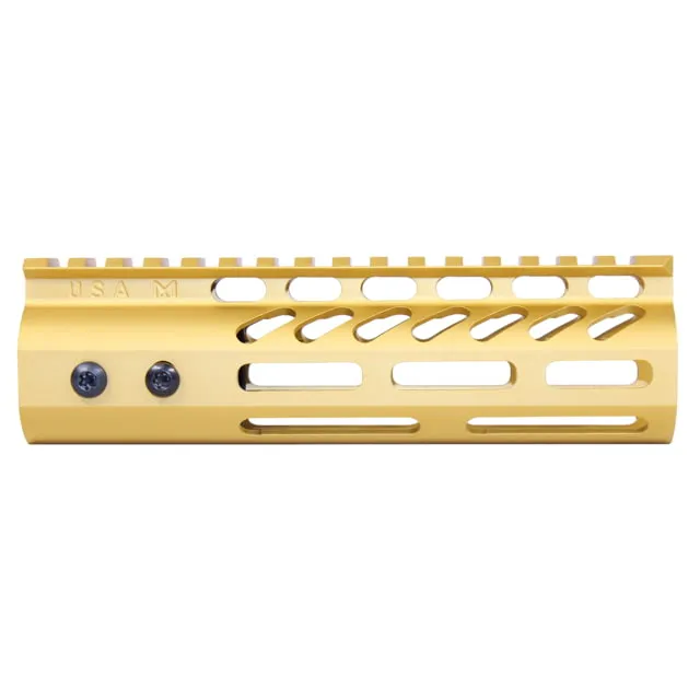 Guntec USA 6.75" ULtra Lightweight Thin M-LOK Free Floating Handguard w/ Monolithic Top Rail Anodized Gold
