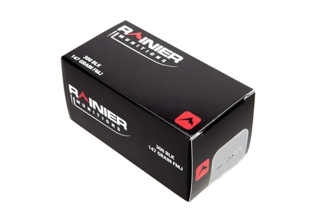 Rainier Munitions 300 BLK 147gr FMJ Factory New 50 Rd Box 10ct (500rds)