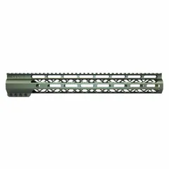 Guntec USA AirLok Series M-LOK Compression Free Floating Handguard w/Monolithic Top Rail 15in Green