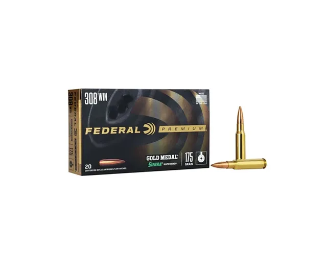 Federal 308 175gr Sierra BTHP Gold Medal Ammunition, 20 Round Box