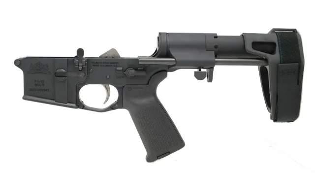 PSA AR-15 Complete MOE EPT Pistol Lower with SB Tactical PDW Pistol Brace, Black