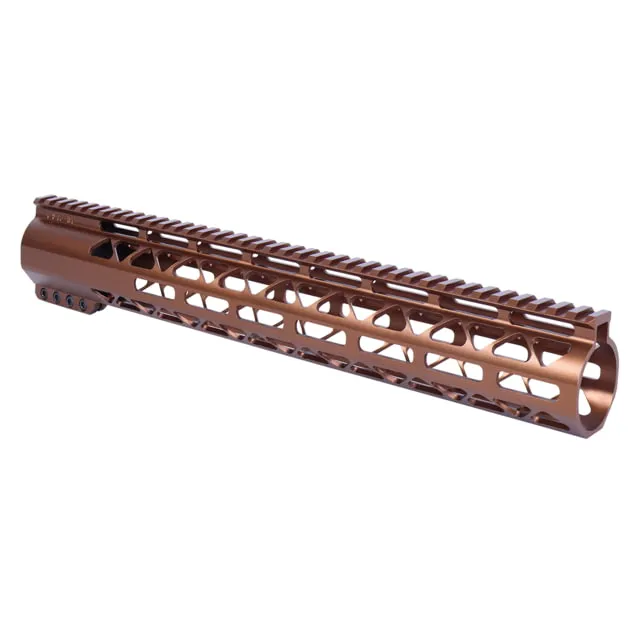Guntec USA 15in AIR-LOK Series M-LOK Compression Free Floating Handguard With Monolithic Top Rail .308 Cal Anodized Bronze