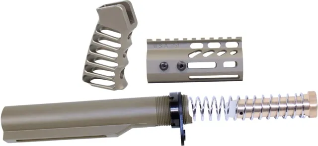 Guntec USA AR-15 4in Pistol Brace Build Kit With Milspec Buffer Tube Cerakote Flat Dark Earth