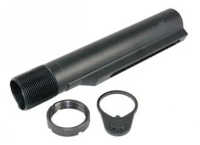 Guntec USA AR-15 Mil-Spec Buffer Tube w/End Plate and Castle Nut Black