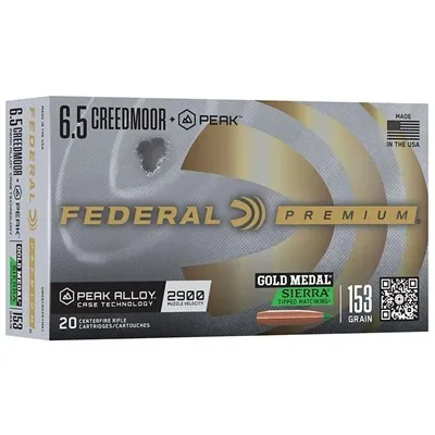 Premium Peak Gold Medal 6.5 Creedmoor 153gr Tip Matchking 20/Box