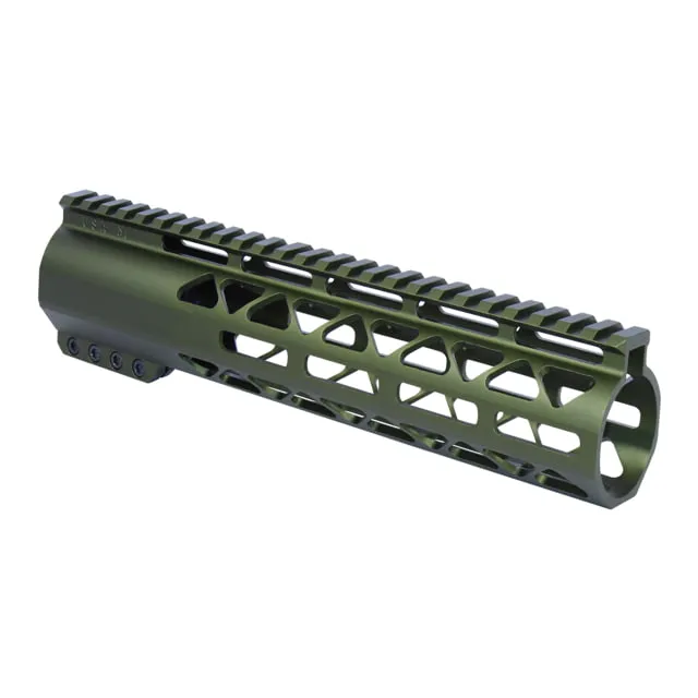 Guntec USA 10in AIR-LOK Series M-LOK Compression Free Floating Handguard With Monolithic Top Rail .308 Cal Anodized Green