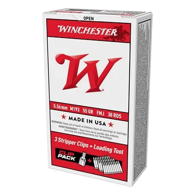 USA Pack M193 5.56x45mm NATO 55gr FMJ 30/Box With 3 Stripper Clips