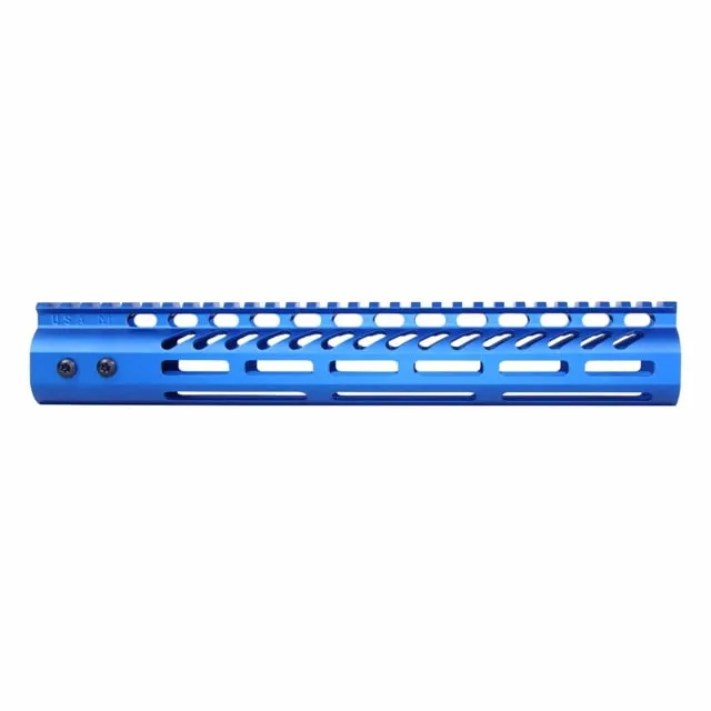 Guntec USA Ultra Lightweight Thin M-LOK System Free Floating Handguard w/Monolithic Top Rail 12in Blue