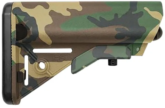 B5 Systems SOPMOD Stock Woodland Camo w/ Quick Detach Mount Double the resin and glass of prior SOPMOD stock makes this stock 2-3 times stronger. Mil
