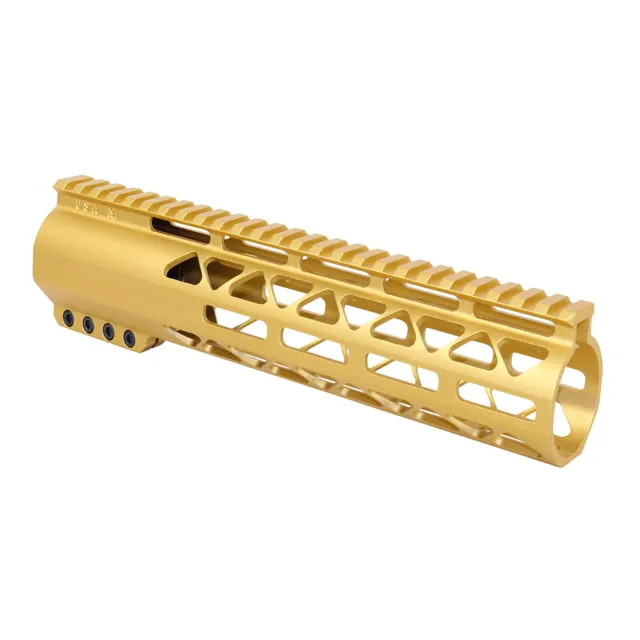 Guntec USA 10in AIR-LOK Series M-LOK Compression Free Floating Handguard With Monolithic Top Rail .308 Cal Anodized Gold