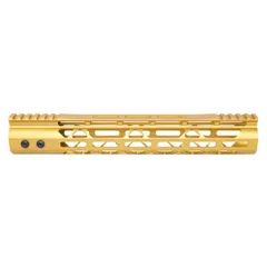Guntec USA MOD LITE Skeletonized Series M-LOK Free Floating Handguard With Monolithic Top Rai Anodized Gold 12in