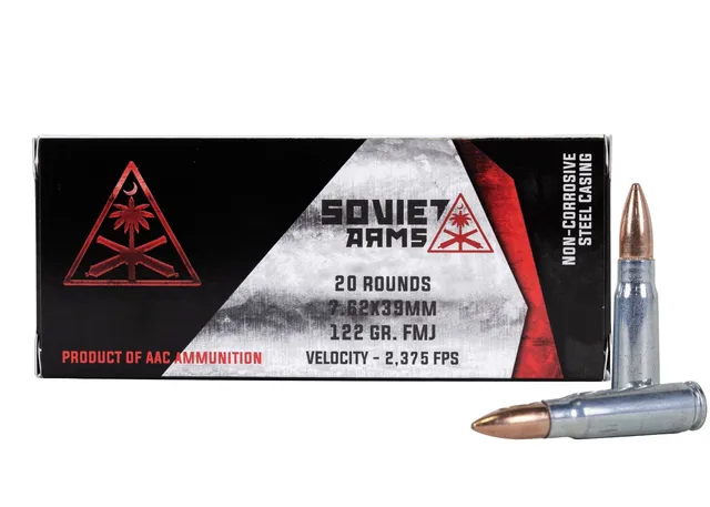 AAC "Soviet Arms" 7.62x39mm 122 Grain FMJ SSSC Ammunition, 20rds