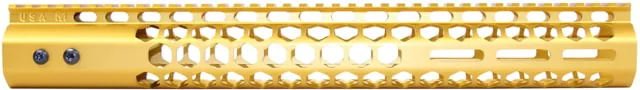Guntec USA Honeycomb M-LOK Free Floating Handguard With Monolithic Top Rail 15in Anodized Gold