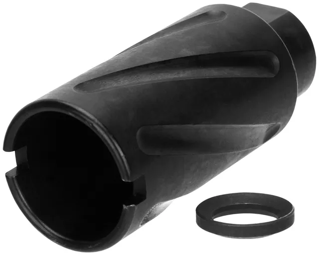 Tacfire 1/2-28 Spiral Fluted Krinko Style Muzzle Brake, .223 Rem/5.56, Black Oxide