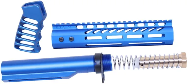Guntec USA AR-15 9in Pistol Brace Build Kit With Milspec Buffer Tube Anodized Blue