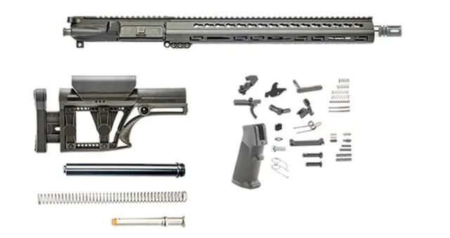 Luth-AR Bull Rifle Kit Minus Lower Receiver w/Fixed Stock .223 26in 16in Bull Carbine 1x9 1/2x28 Picatinny Key MOD A2 Flash Hider Anodized Manganese