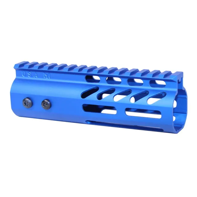 Guntec USA 6" Ultra Lightweight Thin M-LOK Free Floating Handguard w/ Monolithic Top Rail Anodized Blue
