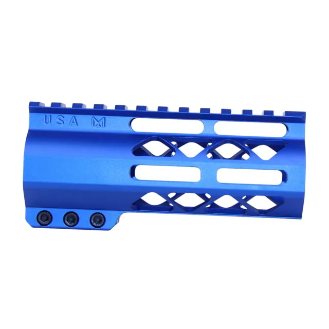 Guntec USA 5" AIR-LOK Series M-LOK Compression Free Floating Handguard w/ Monolithic Top Rail Anodized Blue