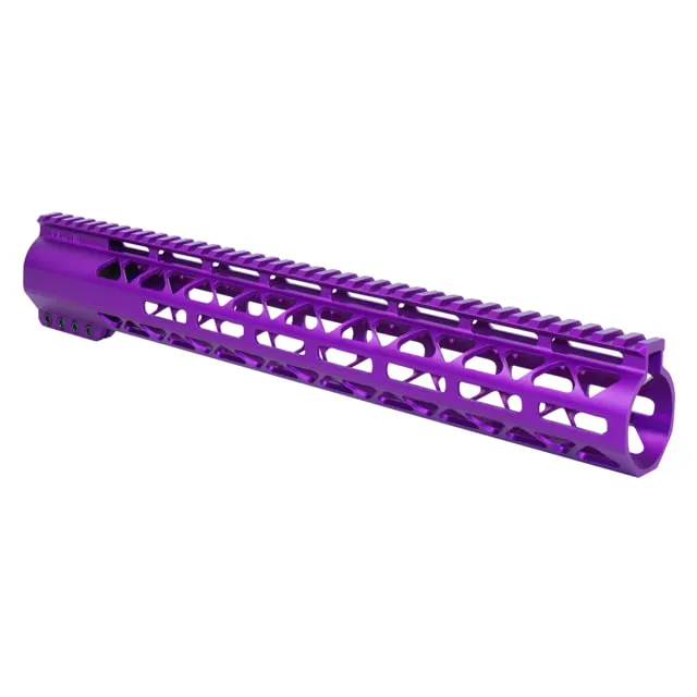Guntec USA 15in AIR-LOK Series M-LOK Compression Free Floating Handguard With Monolithic Top Rail .308 Cal Anodized Purple