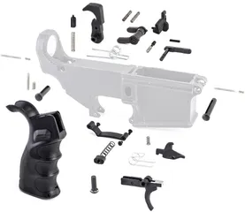 Tiger Rock AR-15 Lower Parts Kit w/ Upgraded Grip Extended Trigger Guard & Dual Safety Selector Black