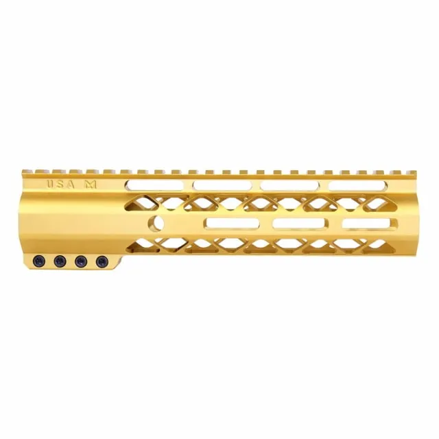 Guntec USA AirLok Series M-LOK Compression Free Floating Handguard w/Monolithic Top Rail 9in Gold