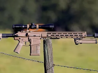 Aero M5 .308 18-inch FDE Rifle with Faxon Big Gunner and Omega 36M