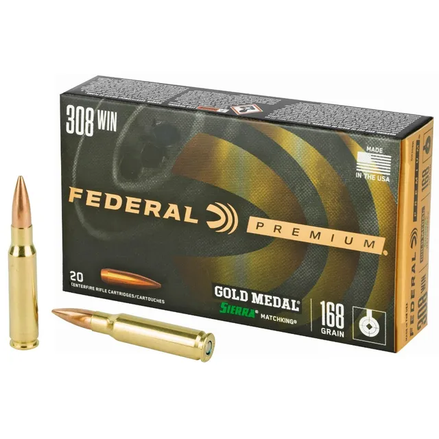 Federal 308 168gr Sierra MatchKing BTHP Gold Medal Ammunition 20rds