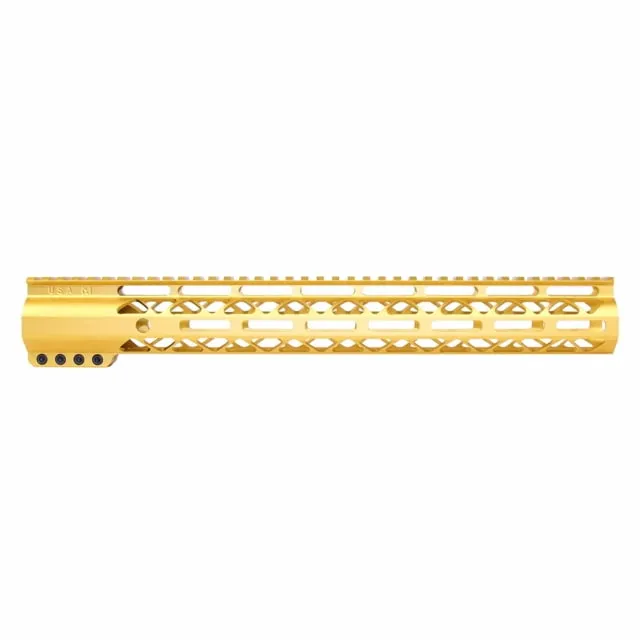 Guntec USA AirLok Series M-LOK Compression Free Floating Handguard w/Monolithic Top Rail 15in Gold