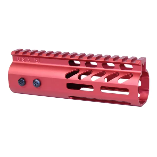 Guntec USA 6" Ultra Lightweight Thin M-LOK Free Floating Handguard w/ Monolithic Top Rail Anodized Red