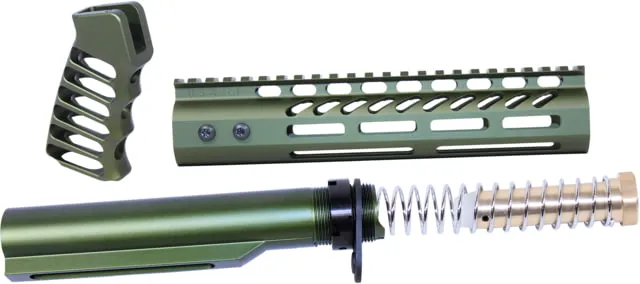 Guntec USA AR-15 9in Pistol Brace Build Kit With Milspec Buffer Tube Anodized Green