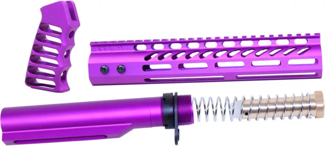 Guntec USA AR-15 10in Pistol Brace Build Kit With Milspec Buffer Tube Anodized Purple