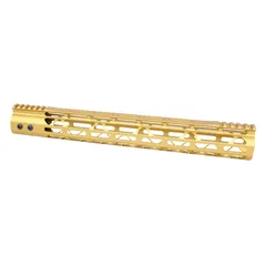 Guntec USA MOD LITE Skeletonized Series M-LOK Free Floating Handguard w/ Monolithic Top Rail 15in Anodized Gold
