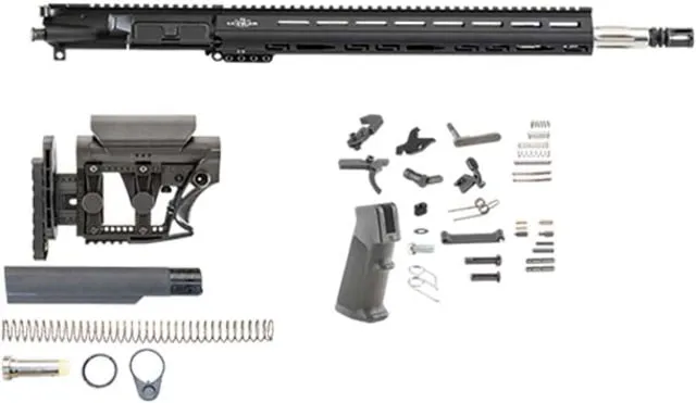 Luth-AR 18 in Bull Rifle kit minus Lower Receiver w/coll. Stock M-LOK Black Carbine