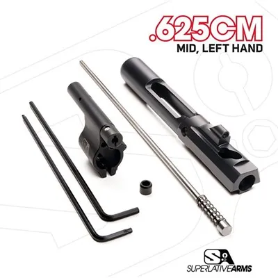 Adjustable Left Hand AR-15 Adj Piston System W/Clampon .625" Gas Block Mid LH